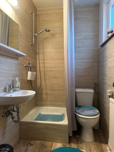 ZorgeOhana Bed and Breakfast的浴室配有卫生间、盥洗盆和淋浴。
