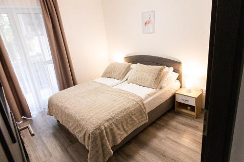 塞格德SunSuite Szeged的一间卧室设有一张床和一个窗口