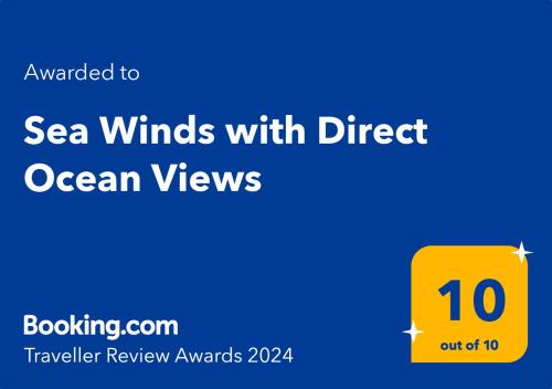 Sea Winds with Direct Ocean Views的证书、奖牌、标识或其他文件