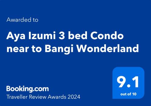 加影Aya Izumi 3 bed Condo near to Bangi Wonderland的蓝色标志,字号为aza zinnin床控制,靠近