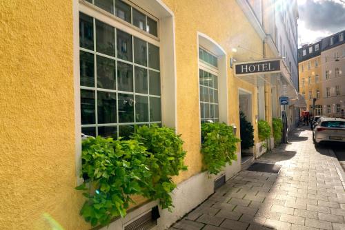 慕尼黑Hotel Carlton Munich的街道边有植物的建筑