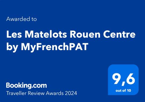 鲁昂Les Matelots Rouen Centre by MyFrenchPAT的蓝色标语,带有单词市场中心和文本覆盖