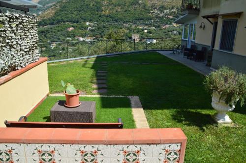 皮雅诺迪索伦托Villa Fanella, between Sorrento & Amalfi的盆里植物的院子景