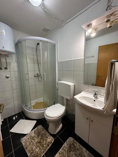 VarešMrestilište Vareš的浴室配有卫生间、淋浴和盥洗盆。