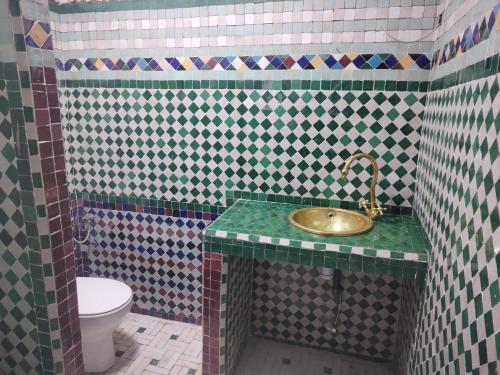 马拉喀什Hostel artistic airport的一间带水槽和卫生间的浴室