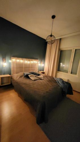 库奥皮奥Cozy apartment in Alp House的一间卧室设有一张大床和窗户