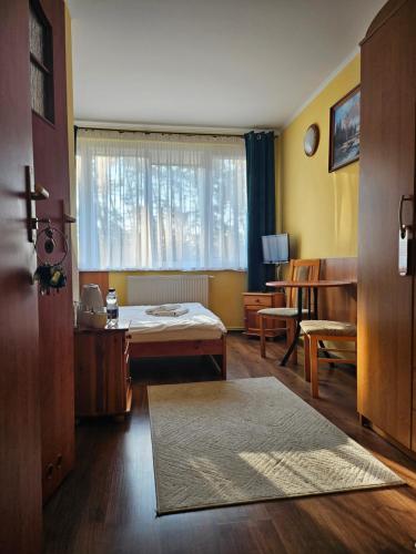 弗沃茨瓦韦克"Hel" Wieniec Zdrój的客厅设有床和窗户