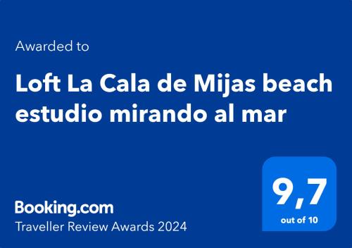 卡拉德米哈斯Loft La Cala de Mijas beach estudio mirando al mar的蓝标,标有"la cala de mitzvas beachaho"字样
