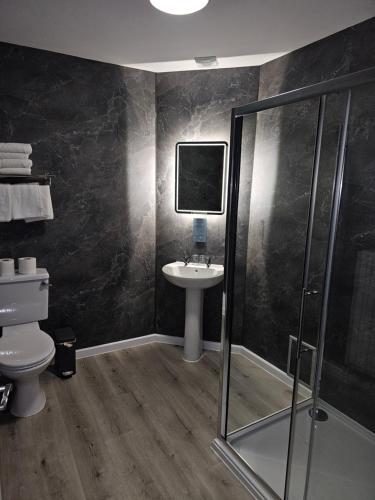 道格拉斯切斯特豪斯酒店的浴室配有卫生间、盥洗盆和淋浴。