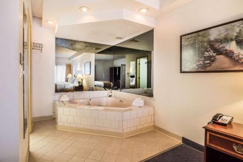 莱瑟姆阿尔巴尼机场品质旅馆&套房酒店的设有带大浴缸及镜子的浴室
