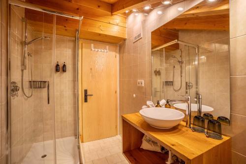 普雷多伊Mountain Residence Kasern Nr 3的一间带水槽和淋浴的浴室
