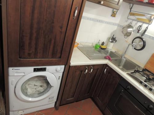 布拉恰诺Il Paiolo Incantato的厨房配有洗衣机及水槽