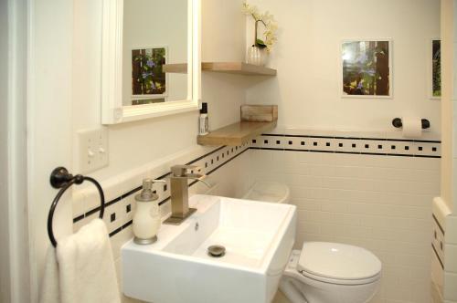 圣奥古斯丁MayLi Place Luxury King Suite Downtown St Augustine的白色的浴室设有水槽和卫生间。