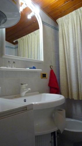 摩德纳迪-坎皮格里奥campiglio; dedica a te la calda mansarda di pia的白色的浴室设有水槽和镜子