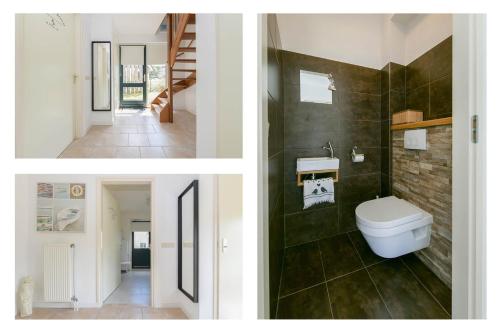 朱丽安娜多普Duynopgangh 25的浴室设有卫生间和楼梯,两幅图片