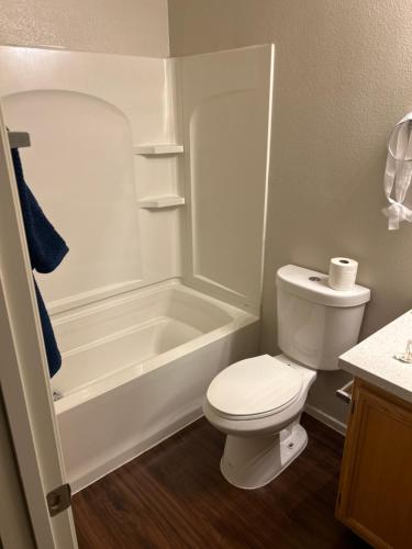 拉斯维加斯Amazing Stay的浴室配有卫生间、浴缸和水槽。