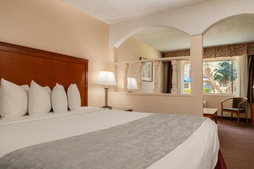 拉斯维加斯Mardi Gras Hotel & Casino的酒店客房设有床和窗户。