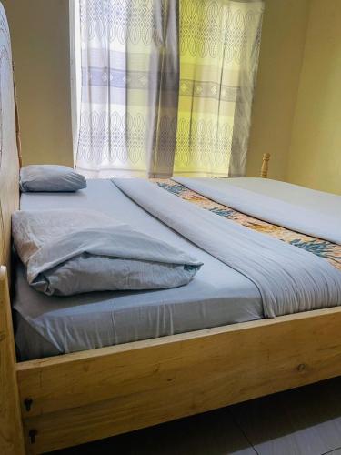 吉塞尼Ignite guest house的带窗户的客房内设有两张单人床。