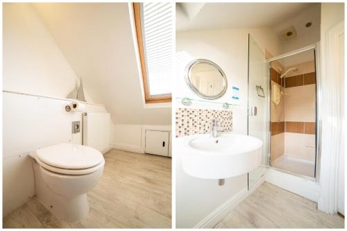 牛津OYO Lina Guest House的一间带卫生间和水槽的浴室