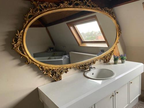 哈蒙特胡盖斯酒店的浴室设有镜子和水槽