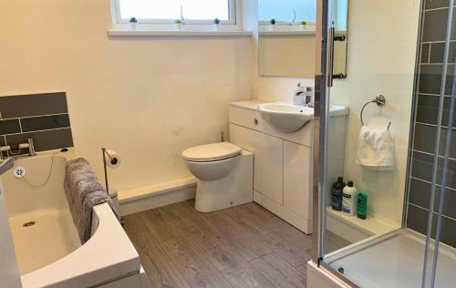 康塞特Shotley Bridge - Stunning 2 bedroom apartment的浴室配有卫生间、盥洗盆和淋浴。