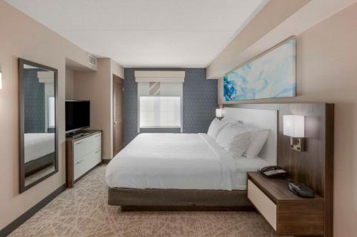 米西索加Executive Residency by Best Western Toronto-Mississauga的一间卧室配有一张大床和电视