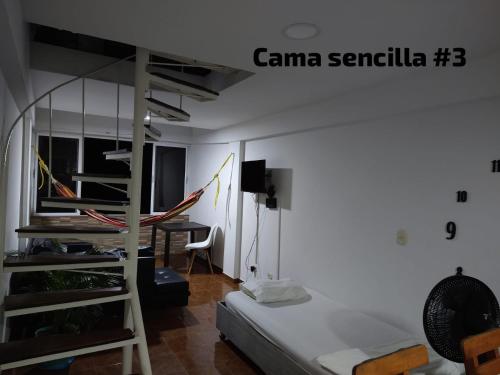 Encanto en Cartagena, aparatamento Duplex con vista al mar客房内的一张或多张床位