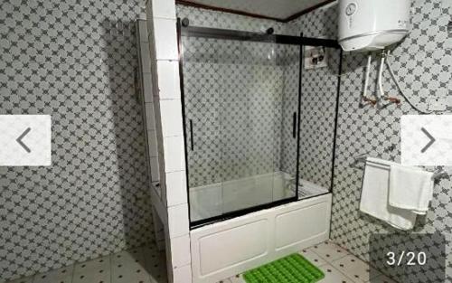 BakauLimbas Luxury Appartements的带淋浴的浴室和玻璃门