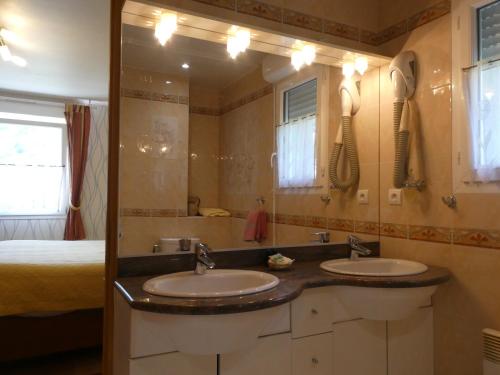 科特雷拉布拉格瑞尚布雷酒店的一间带两个盥洗盆和大镜子的浴室