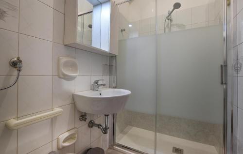 基亚拉蒙泰-古尔菲1 Bedroom Amazing Apartment In Chiaramonte Gulfi的白色的浴室设有水槽和淋浴。