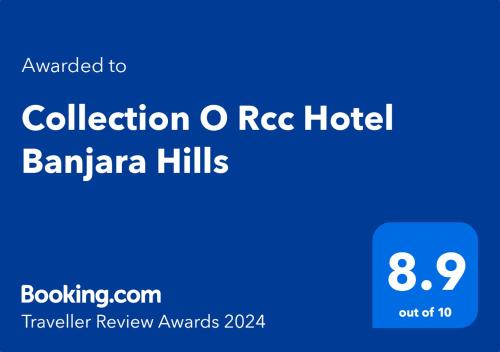 海得拉巴Rcc Hotel Banjara Hills的班加罗尔山庄酒店邀请的屏幕