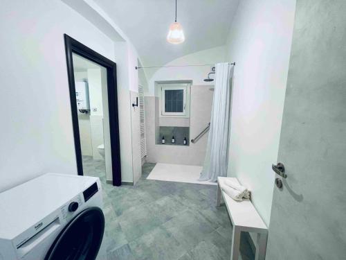 基瓦索Hd Guesthouse的白色的浴室设有水槽和淋浴。