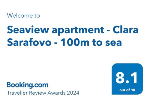 布尔加斯Seaview apartment - Clara Sarafovo - 100m to sea的手机的屏幕,手机的短信欢迎到海路预约的clara