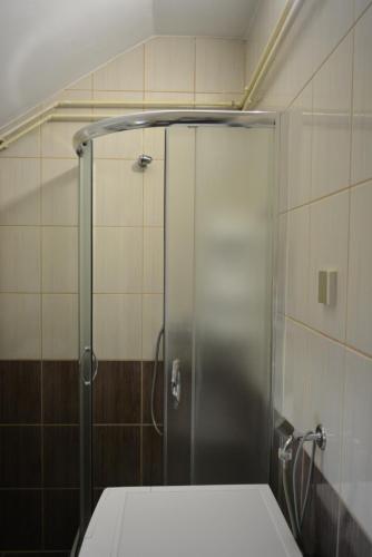 波热加Apartment Ematours的浴室里设有玻璃门淋浴