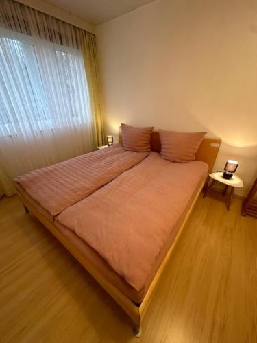 GoldkronachGemütliches Appartement - WBS的卧室内的一张大床,设有窗户