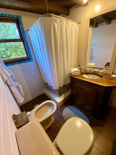 圣卡洛斯-德巴里洛切Otto House的浴室配有卫生间、盥洗盆和浴缸。