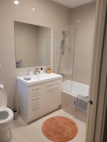 墨尔本Boulder House的浴室配有卫生间、盥洗盆和淋浴。