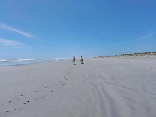 CharlestonBeaconstone Eco Stay - off grid retreat的两个人在海滩上骑着自行车