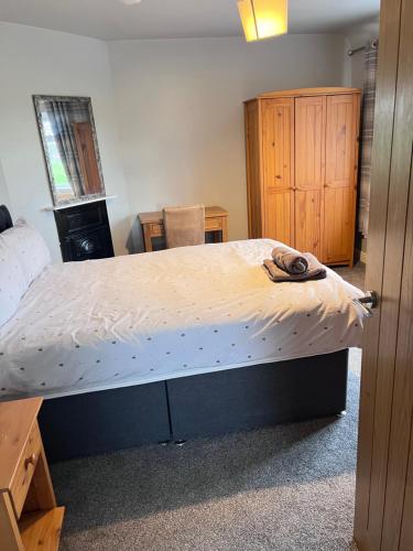莱斯特Aylestone的一间卧室配有一张大床、梳妆台和一张西德西德克斯床。