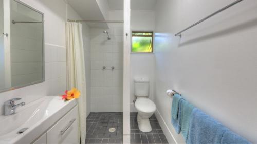 豪勋爵岛萨默塞特公寓的白色的浴室设有卫生间和水槽。