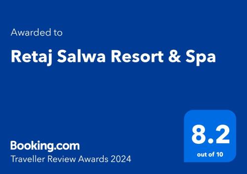 多哈Retaj Salwa Resort & Spa的手机的屏幕,带转诊疗养胜地和Spa