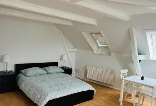 Lovely 1 room Apartment Aarhus C客房内的一张或多张床位