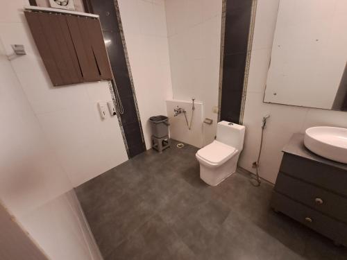 新德里Hotel Diamond Airport的一间带卫生间和水槽的浴室
