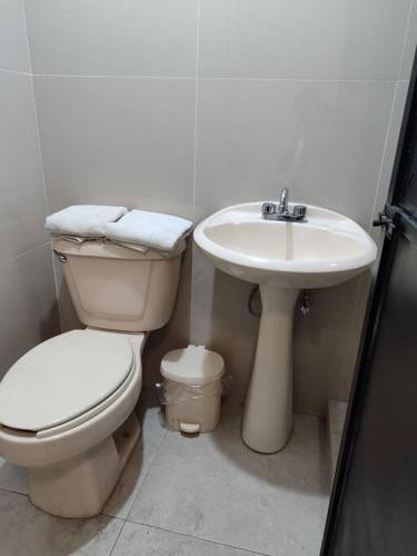 伊达尔戈州波萨里卡Departamento minimalista的一间带卫生间和水槽的浴室
