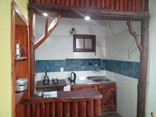 梅赛德斯dulce claudina的一个带水槽和柜台的小厨房