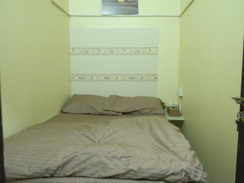 迪拜Ruby Star Hostel 21 Dubai的小型客房的一张床位,配有防过敏设施