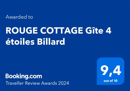 Gueutteville-les-GrèsROUGE COTTAGE Gîte 4 étoiles Billard的蓝色长方形,用词 ⁇ 咖啡礼物账单账单账单账单账单的账单