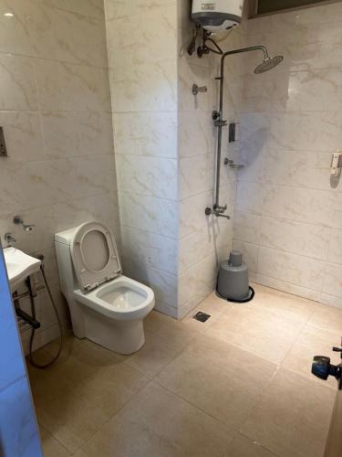钦奈Gulnaar Inn的一间带卫生间和淋浴的浴室