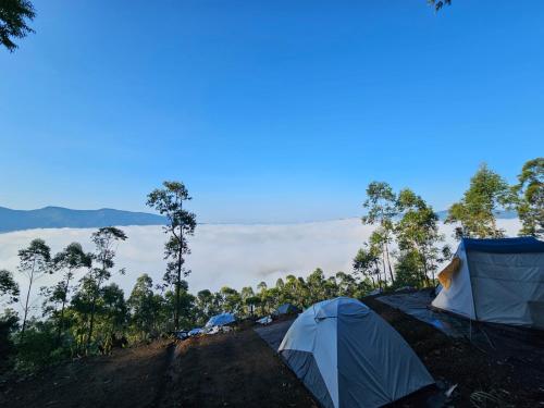 蒙纳Cloud Camping.的山丘顶上的一组帐篷