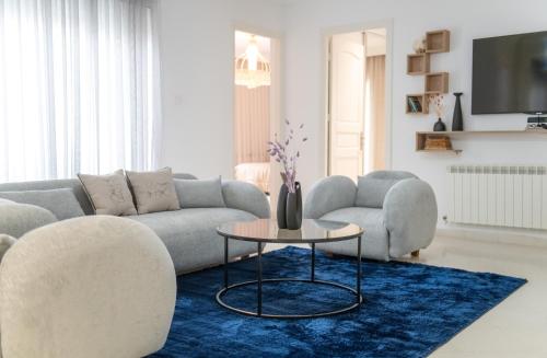 突尼斯Villa Victoria的客厅配有沙发和桌子